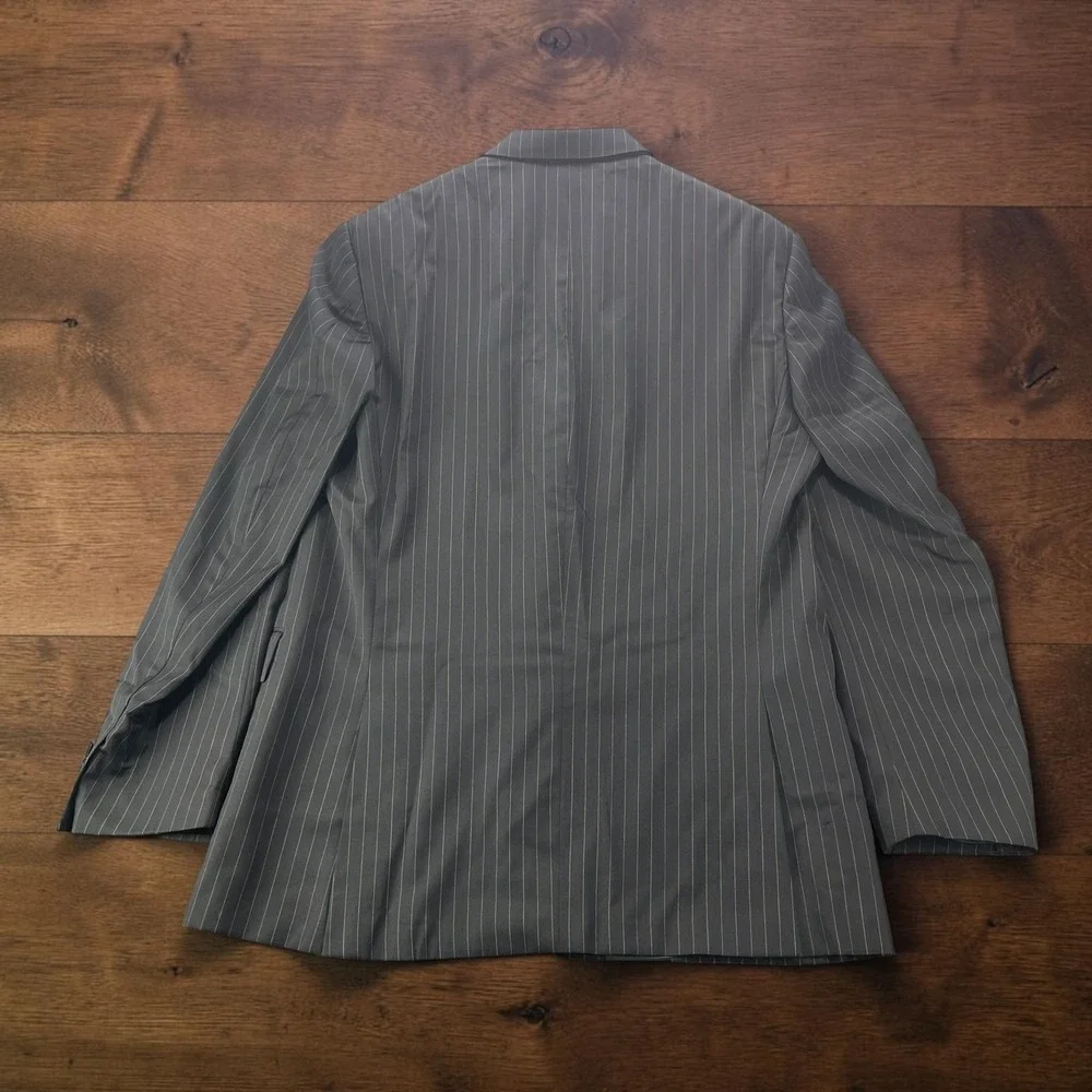 Vintage USA Burberry Bond Street Navy Pinstripe Super 100s Wool Blazers Coat 42R